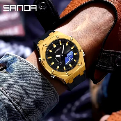 Sanda 3309 Dual Time Multifunctional Premium Men's Watch