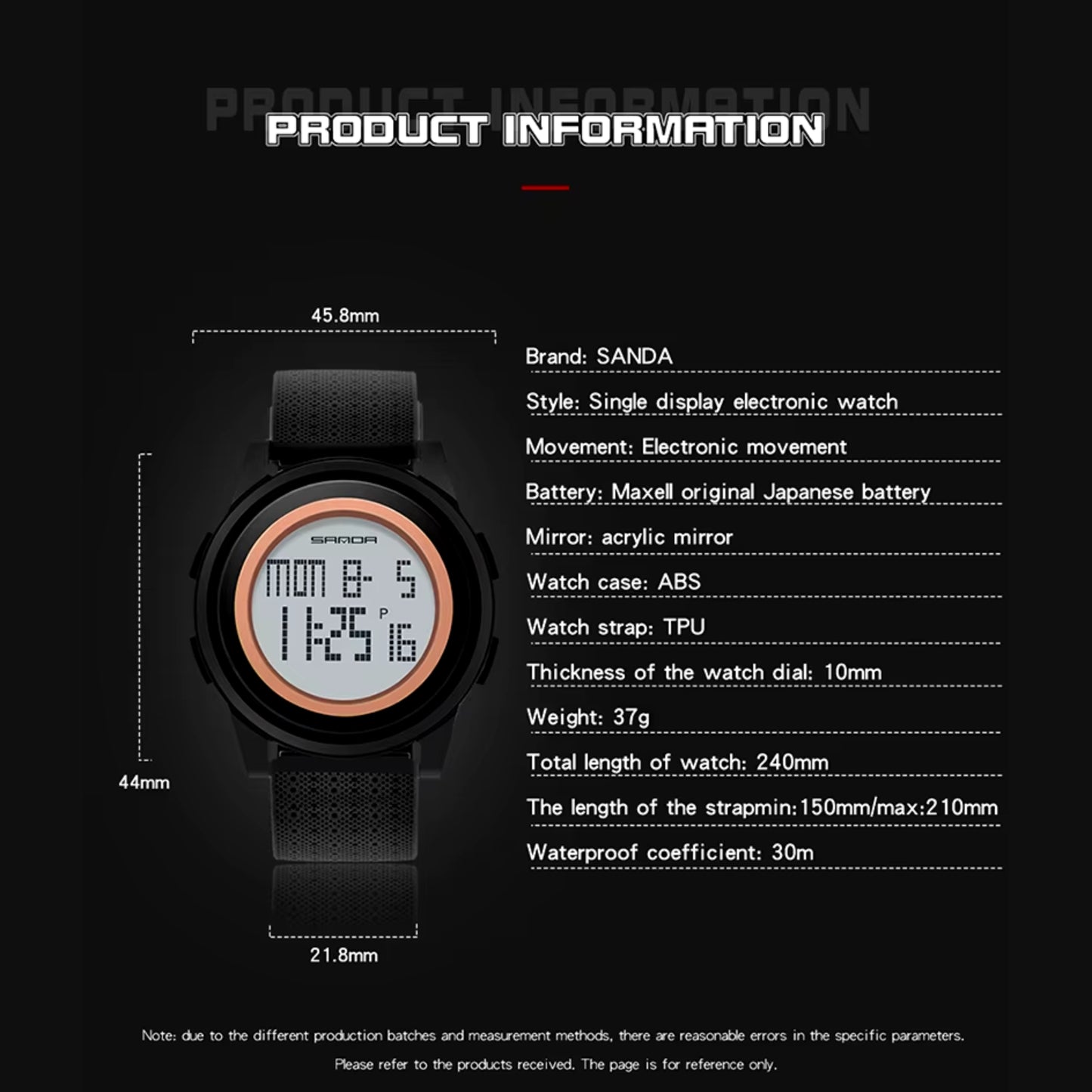 Sanda 337 Digital Premium Quality Luminous Multifunction Wrist Men's Watch