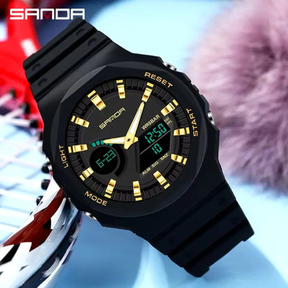 Sanda 6016 Multifunctional Dual time Sports Watch