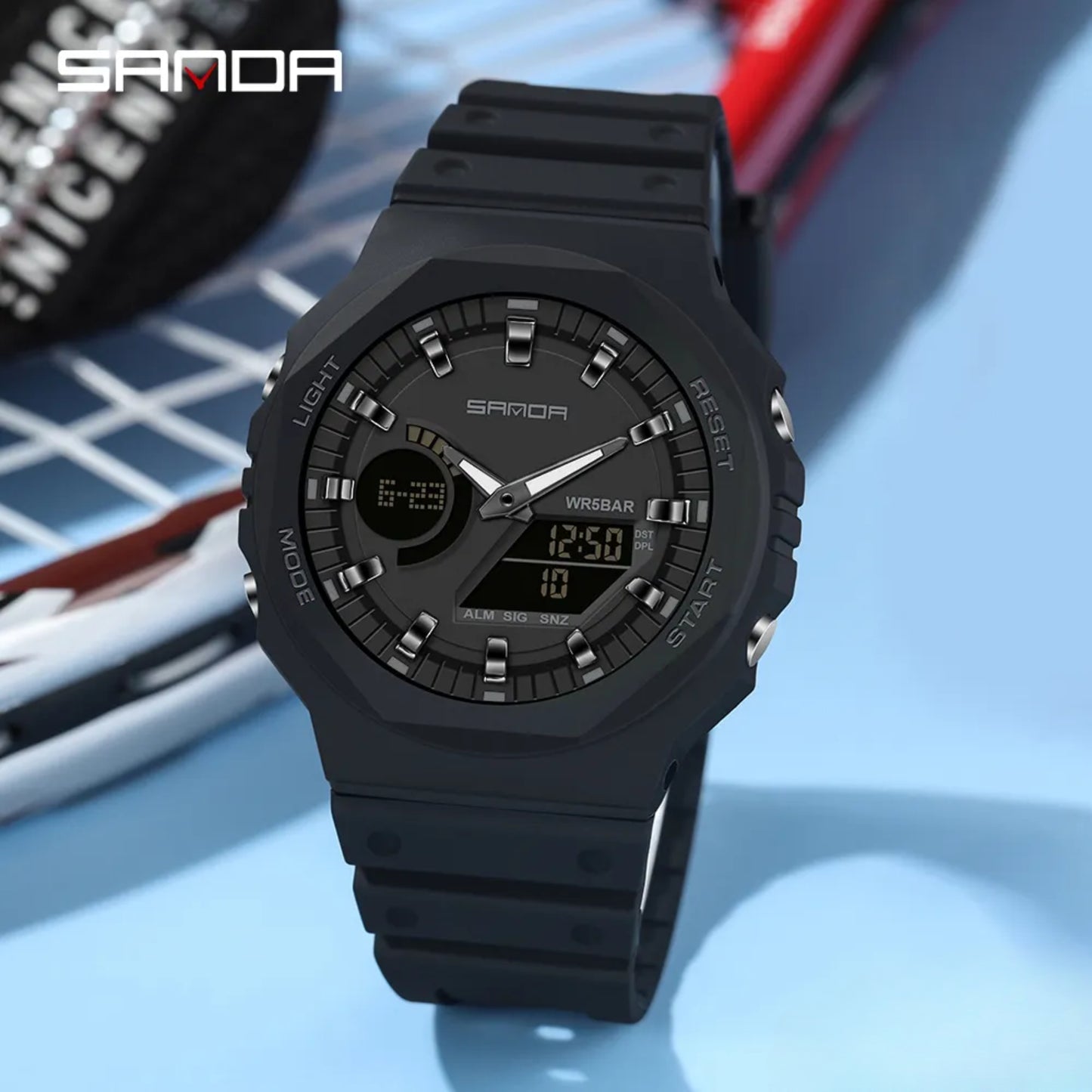 Sanda 6016 Multifunctional Dual time Sports Watch