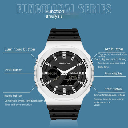 Sanda 6016 Multifunctional Dual time Sports Watch