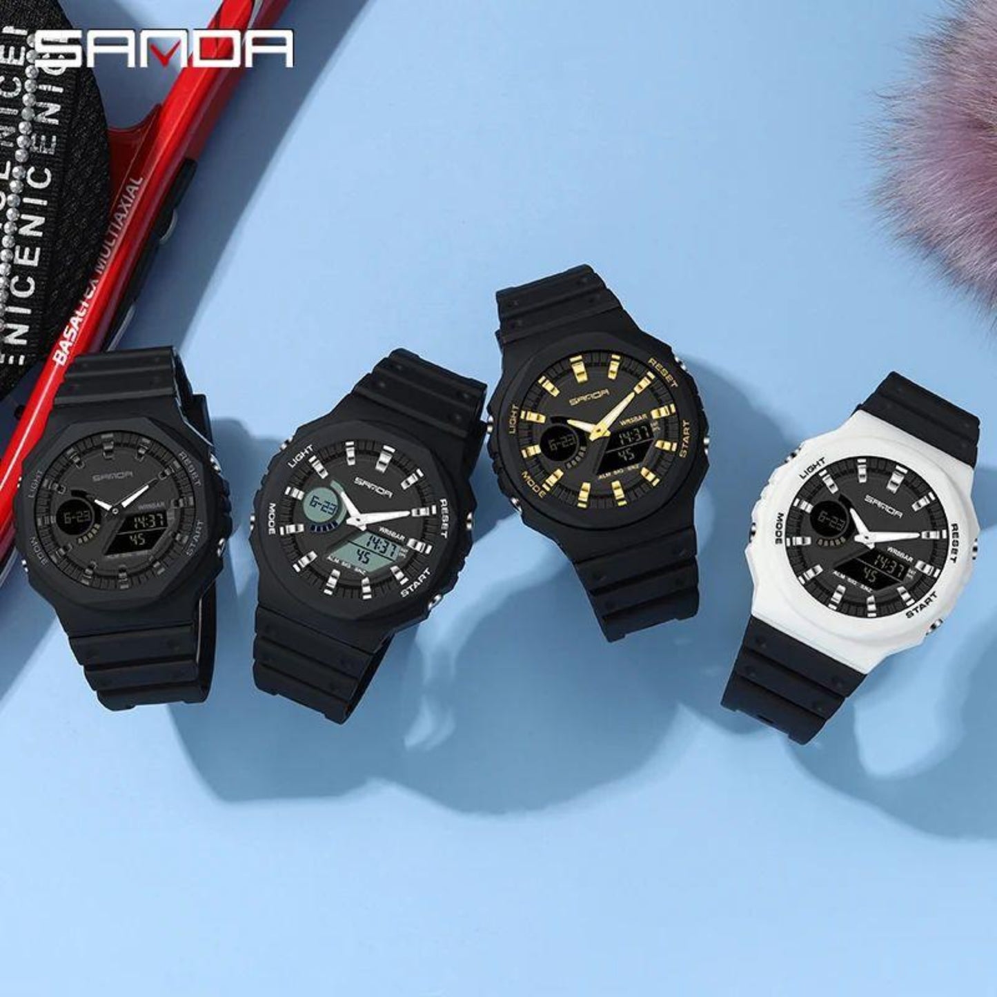 Sanda 6016 Multifunctional Dual time Sports Watch