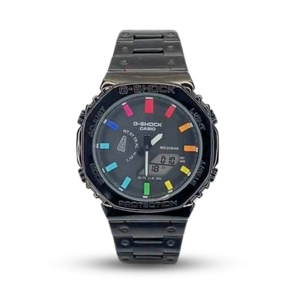 Casio G-Shock Dual Time Black Metal Rainbow Men's Watch