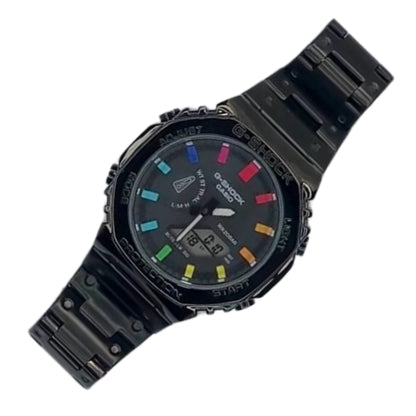 Casio G-Shock Dual Time Black Metal Rainbow Men's Watch