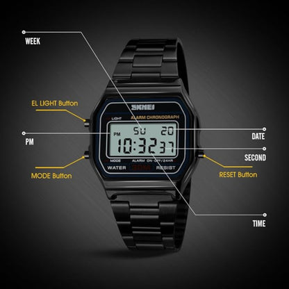 Skemi 1123 Luxury Digital Stainless Steel Waterproof Men's Watch