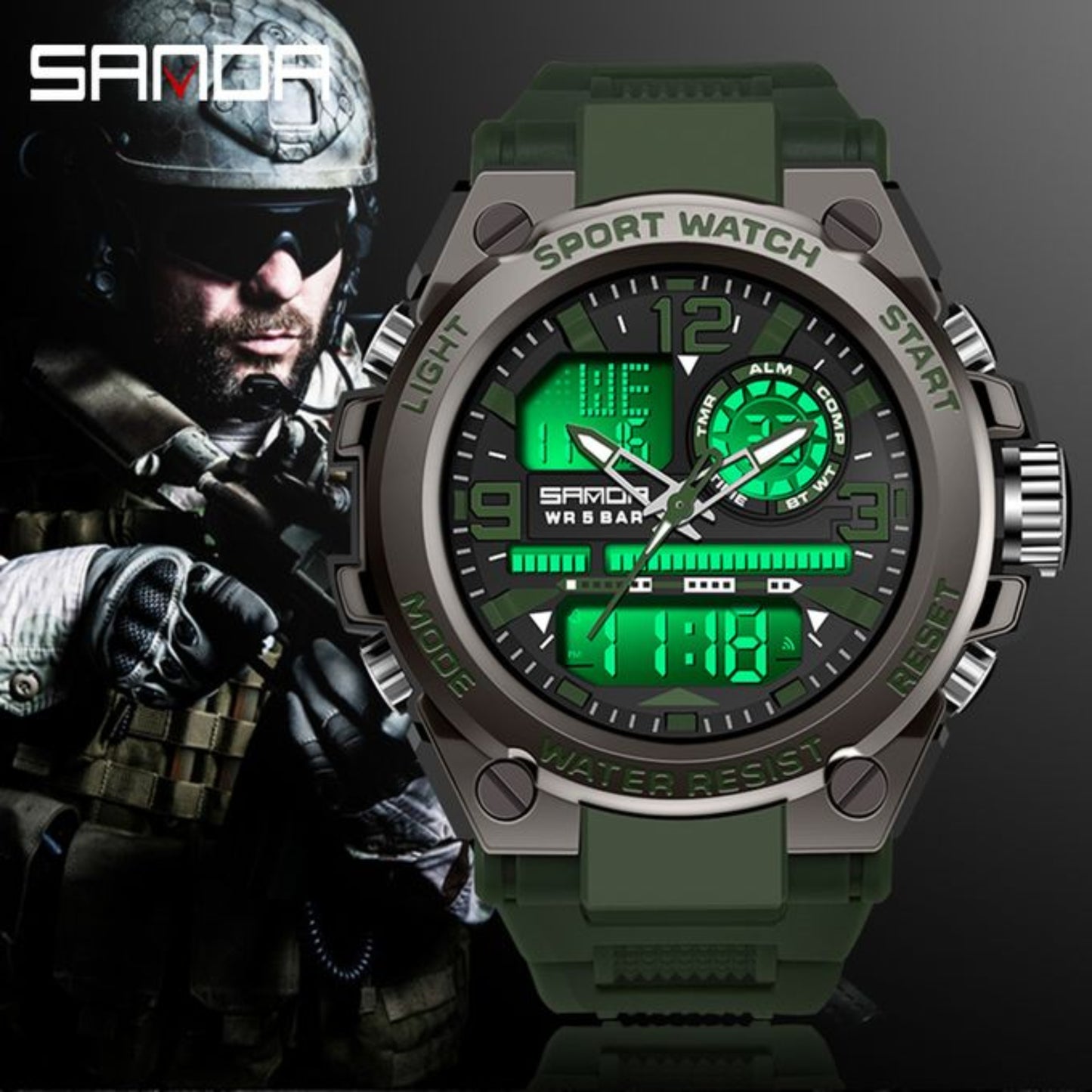 Sanda 6023 Military Sports Premium Multifunctional Men's Watch