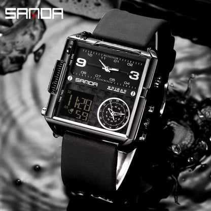 Sanda 6023 Luxury 3 Time Display Electronic Men's Watch