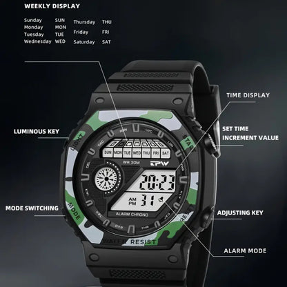 Digital Waterproof Luxury Luminous Multi Functional Sports Men's Watches