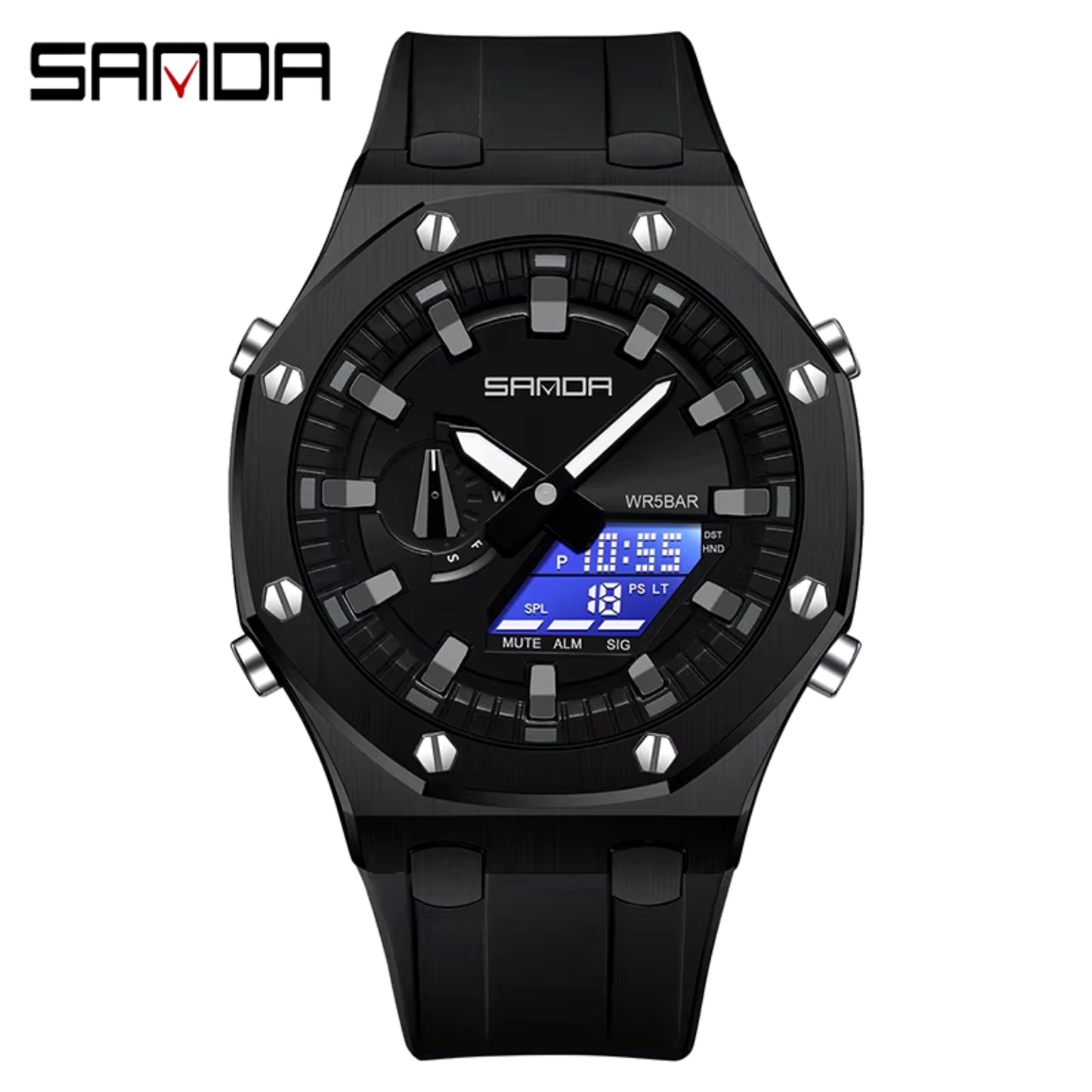 Sanda 3309 Dual Time Multifunctional Premium Men's Watch