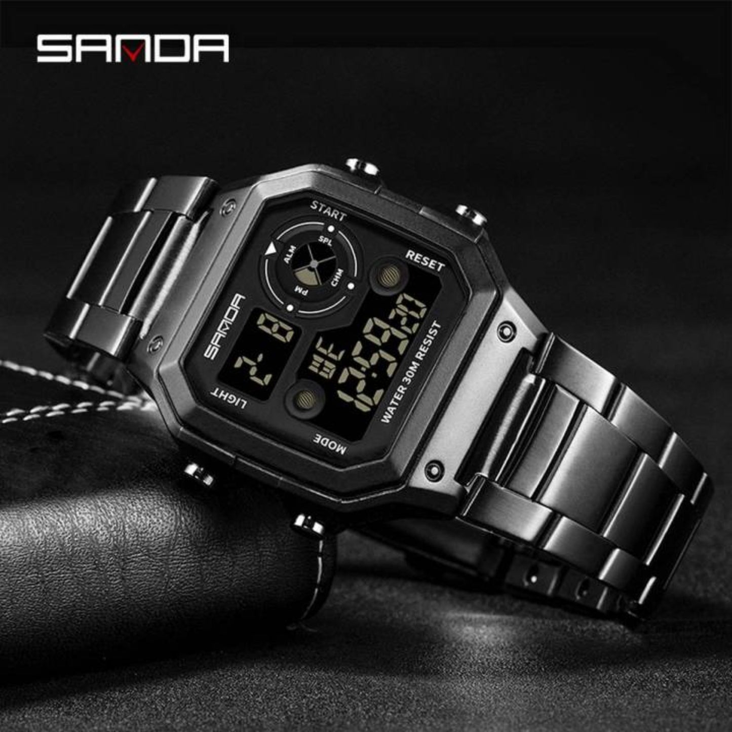 SANDA 408 Classy Digital Stainless Steel Band & Water Resistant Men's Watch