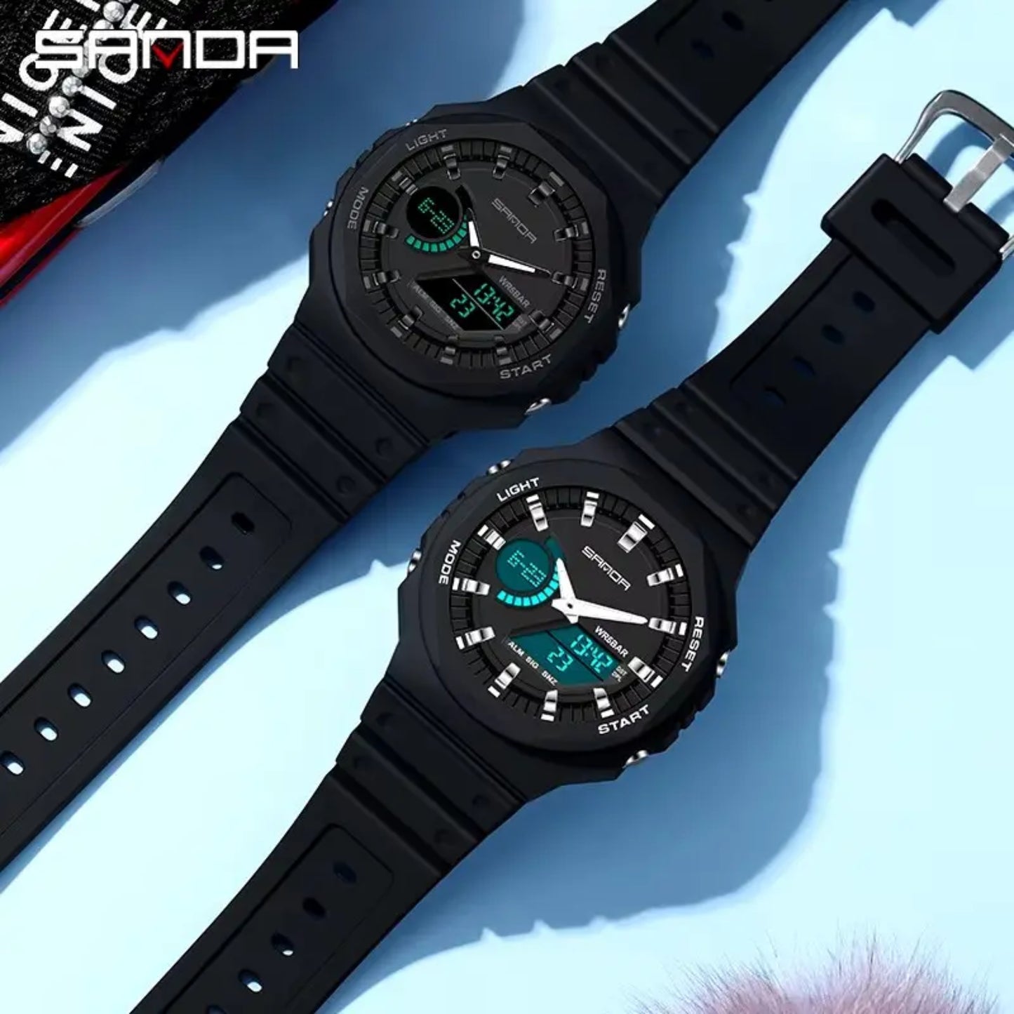 Sanda 6016 Multifunctional Dual time Sports Watch